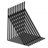 Set 10 suporturi pentru rafturi, Vivatechnix 308 x 209 x 25 mm, Otel, Negru, max 72.6 kg, Grosime 3 mm