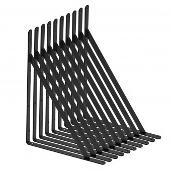 Set 10 suporturi pentru rafturi, Vivatechnix 308 x 209 x 25 mm, Otel, Negru, max 72.6 kg, Grosime 3 mm foto