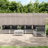 vidaXL Set mobilier gradina 8 piese cu perne alb otel canapea exterior