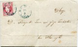 1868 , Lp 24 a , Scrisoare impaturita francata cu Carol I cu favoriti 18 BANI emisiunea 1868 , circulata Budeu - Ploesti , vezi descriere!