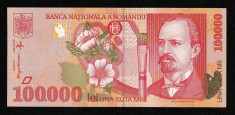 Romania, 100000 lei 1998 UNC_serie 006D3636503 foto