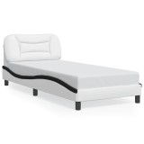 Cumpara ieftin Cadru de pat fara saltea Hvar alb si negru 90x190 cm piele artificiala
