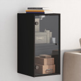 VidaXL Dulap de perete cu uși din sticlă, negru, 35x37x68,5 cm