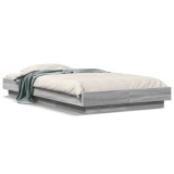 VidaXL Cadru de pat cu LED, gri sonoma, 90x190 cm, lemn prelucrat