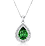 Cumpara ieftin Colier Argint 925 cu Pandantiv Lacrimă Cristal Verde, Zirconii, 40-45cm, Argintboutique, ARG319A