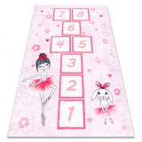 JUNIOR 51828.802 covor lavabil hopscotch, balerină pentru copii anti-alunecare - roz, 80x150 cm