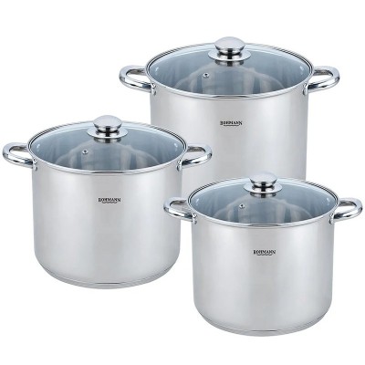 Set oale inox Bohmann, 6 piese, interior gradat, capace incluse, Argintiu foto