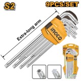 Set torx extra lung 9 pcs t10- t50 - Ingco HHK13092