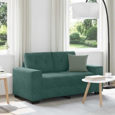 vidaXL Canapea pentru două persoane cu pernă Verde &icirc;nchis Catifea