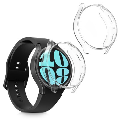 Set 2 Huse Kwmobile pentru Samsung Galaxy Watch 6, Transparent, Silicon, KWM000024TH001C foto