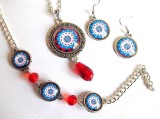 Set bijuterii sticla cu mandala 33011, Set bijuterii handmade