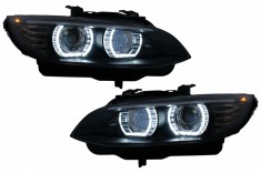 Faruri Xenon Angel Eyes BMW Seria 3 E92 E93 (2006-2010) 3D Negru Performance AutoTuning