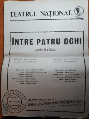program teatrul national 1983-1984- piesa intre patru ochi cu adela marculescu foto