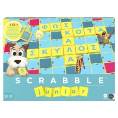 Scrabble Junior 2 in 1 &icirc;n limba greaca, joc educativ pentru copii 6+ ani