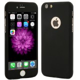 Husa Full Cover 360&deg; (fata + spate + geam sticla) compatibila Apple iPhone 6 Plus / 6S Plus, negru