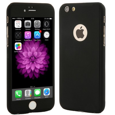 Husa Full Cover 360&amp;deg; (fata + spate + geam sticla) compatibila Apple iPhone 6 Plus / 6S Plus, negru foto