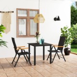 vidaXL Set de masă pentru grădină, 3 piese, negru și maro 3060070