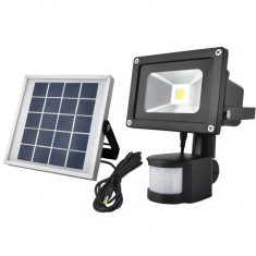 Proiector solar LED COB 10W, senzor miscare, 900 lm, unghi 120 grade, alb rece, exterior foto