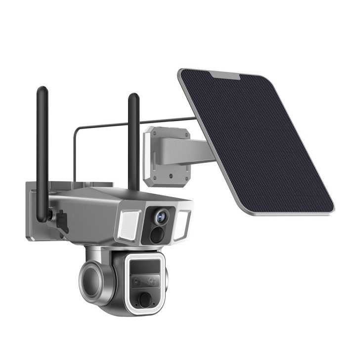 Camera Supraveghere Y7, 4G si WIFI 2K Ultra HD, trei lentile, 10X zoom optic, Incarcare Solara, Rotire Din Aplicatie, Rezistenta La Apa IP 66