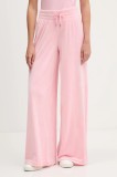 Juicy Couture pantaloni de trening din velur culoarea roz, cu imprimeu, JCWBJ225309
