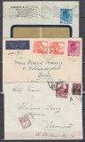 ROMANIA 1935 LP 112 REGELE CAROL II UZUALE/PLIC LOT 3 PLICURI CIRCULATE CIRCULAT 1 PLIC PAR AVION