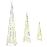 vidaXL Brad de Crăciun cu 90 LED 3 pcs Alb cald 20 x 20 x 80 cm PET 42019019