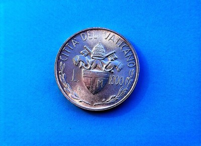 1000 Lire 1982 Vatican-Argint -UNC-RAR! foto
