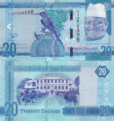 Gambia 20 Dalasis 2015 UNC foto