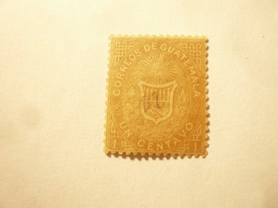 Timbru Guatemala 1871 prima emisiune - Emblema,1c stampilat foto