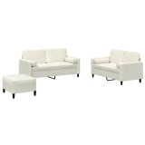 Cumpara ieftin Set de canapele cu perne, 3 piese, crem, catifea