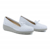 Pantofi dama, Caspian, Cas-3502, casual, piele naturala, alb