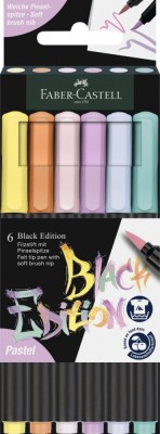 Brush pens, set 6 culori pastel, Black edition, Faber-castell foto