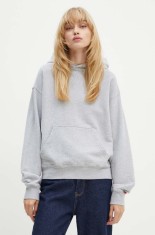 Levi&#039;s hanorac de bumbac femei, culoarea gri, cu glugă, melanj, A8790