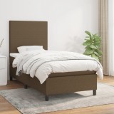 VidaXL Pat box spring cu saltea, maro &icirc;nchis, 90x190 cm, textil
