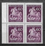 Bloc 4 Timbre Boemia și Moravia 1943 Ziua Poștei Postilion Călare 60 h Cu Margine St&acirc;nga Neștampilat - A007