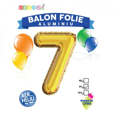 Balon, folie aluminiu, auriu, cifra 7, 81 cm foto