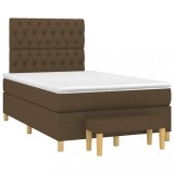 vidaXL Pat box spring cu saltea, maro &icirc;nchis, 120x190 cm, textil