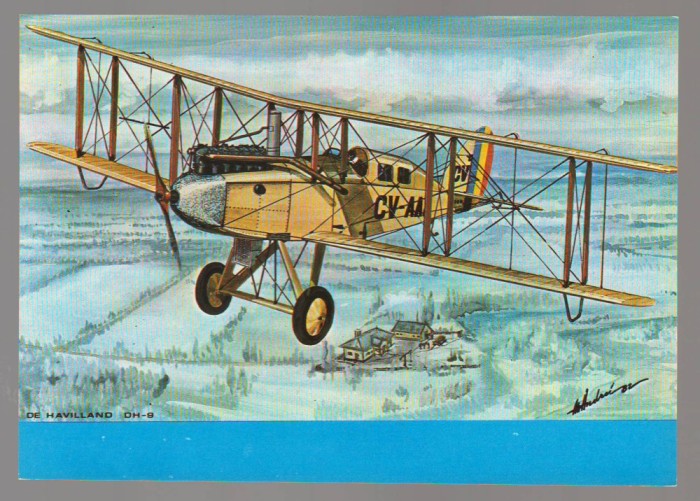CPIB 23890 CARTE POSTALA - DE HAVILAND DH-9, AVION, NECIRCULATA, 1982