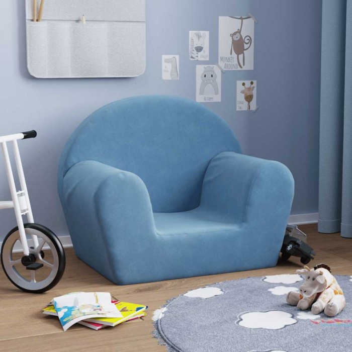 vidaXL Canapea pentru copii, albastru, pluș moale 356984