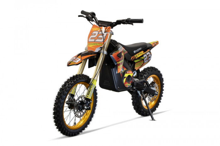 Motocicleta electrica Eco Tiger 1500W 14 12 48V 14Ah Lithiu ION, culoare portocalie