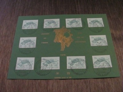 10 Timbre Obliterate 3Fr Journ&amp;eacute;e du Timbre , Ediție Limitată .Belgia 1978 Carton Filatelic foto