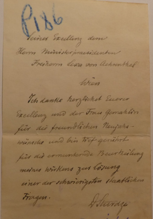 Dimitrie Sturdza , scrisoare olografa catre Lexa von Aehrenthal , circa 1895