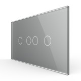 Cumpara ieftin Intrerupator touch dublu + dublu Livolo, rama din sticla, gri, standard italian 4M