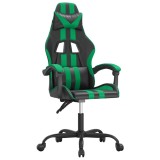 Cumpara ieftin Scaun de gaming pivotant, negru si verde, piele ecologica