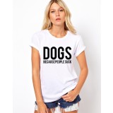 Tricou dama alb - DOGS - M