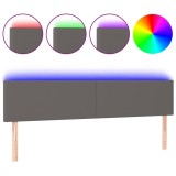 Cumpara ieftin Tablie de pat cu LED, gri, 200x5x78/88 cm, piele ecologica
