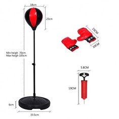 Set de box pentru copii, Bizaical, plastic/piele ecologica, inaltime 70-105cm, manusi de box, pompa de mana