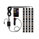 Set 4 benzi LED auto, RGB, functie sonora, telecomanda