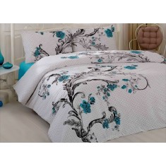 Lenjerie de pat pentru o persoana cu husa elastic pat si fata perna dreptunghiulara, Good taste, bumbac ranforce, gramaj tesatura 120 g/mp, multicolor