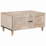 vidaXL Masă de cafea cu ușă Bej 80 x 50 x 40 cm Lemn masiv de mango